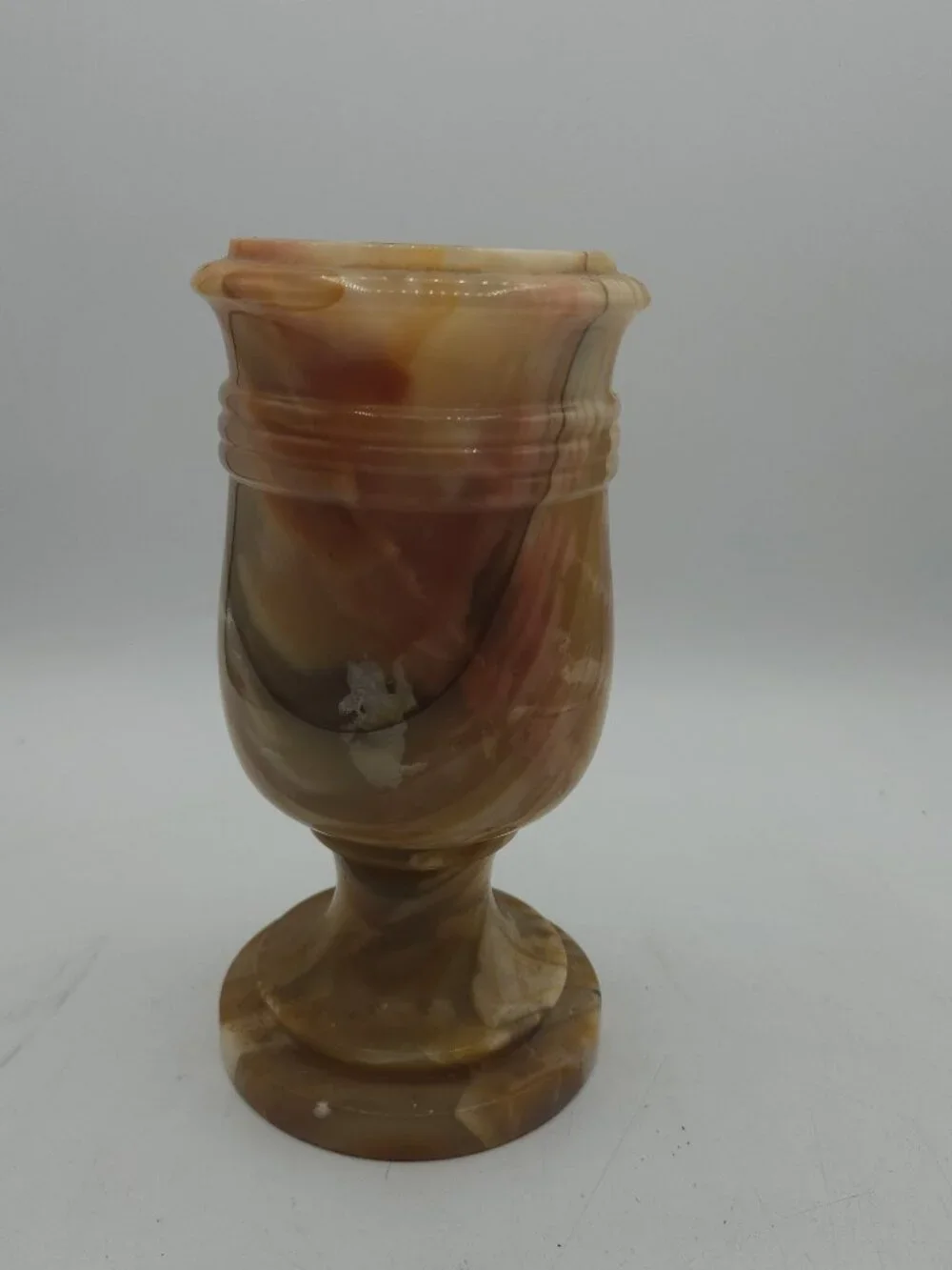 Vintage Cream and Brown Stone Marble Onyx Planter Decorative - 8